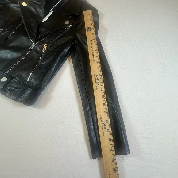 Storia Rare Faux Leather Moto BikerJacket Black Sample Piece Women's Sz S NWT
